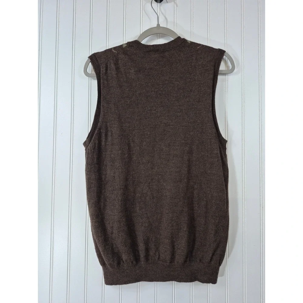 Banana Republic Mens Brown Argyle 100% Merino Wool V-Neck Sweater Vest Size M
